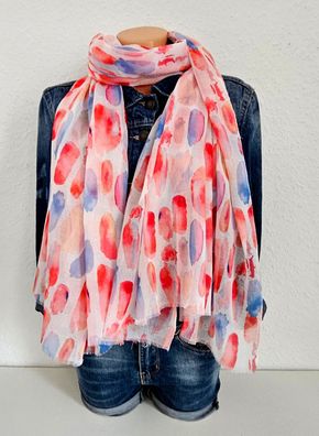 Blogger XXL Schal Tuch Halstuch Scarf bunter Print Viskose/Baumwolle Rottöne