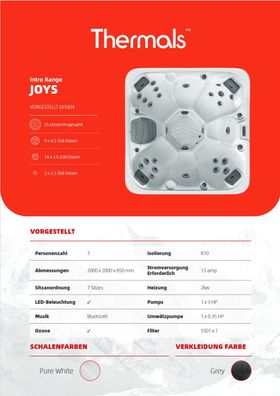 Thermals Whirlpool JOYS by SuperiorSpas 200 x 200 x 85 7 Personen