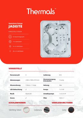 Thermals Whirlpool Jadeite by Superior spas 228 x 188 x 91 4 Personen 38Jets
