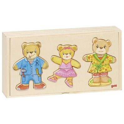 goki Anziehpuppenpuzzle Bärenfamilie 36tlg. im Holzkasten 57811 Holzpuzzle NEU