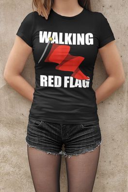 Walking Red Flag karneval Urlaub Heiraten Damen T-Shirt Tailliert Bio-Baumwolle