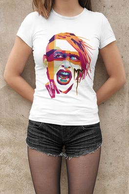 Retro Musik Rock Musician Marilyn Manson Bio Damen Tailliert T-Shirt Baumwolle