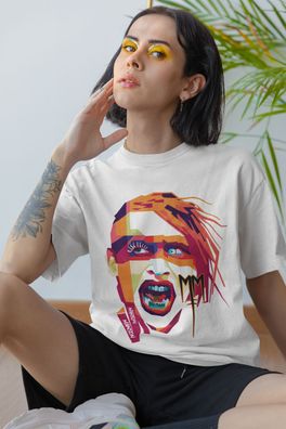 Retro Musik Rock Musician Marilyn Manson Baumwolle Bio Damen Oversize T-Shirt