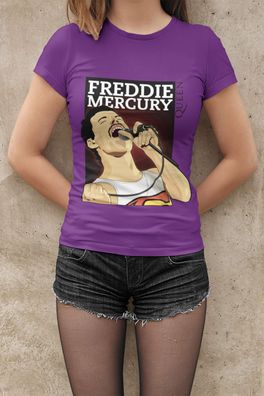 Retro Musik freddie mercury queen band Bio Damen Tailliert T-Shirt Baumwolle