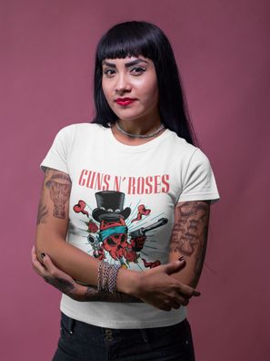 Retro Musik Guns N' Roses band 60s 70s 80s Bio Damen Tailliert T-Shirt Baumwolle