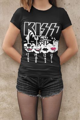 Retro Rock Band Kiss 70s 80s Musik Konzert Bio Damen Tailliert T-Shirt Baumwolle