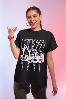 Retro Rock Band Kiss 70s 80s Musik Konzert Bio Damen Oversize T-Shirt Baumwolle