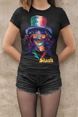 Retro Rock slash Saul Hudson 70s 80s Musik Konzert Bio Damen T-Shirt Baumwolle