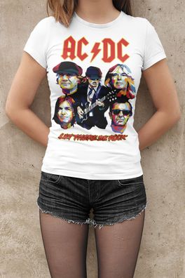 Retro Rock ACDC Band 70s 80s Musik Konzert Bio Damen Tailliert T-Shirt Baumwolle