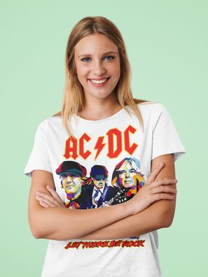 Retro ACDC Let there be Rock 70S band Baumwolle Bio Damen Oversize T-Shirt