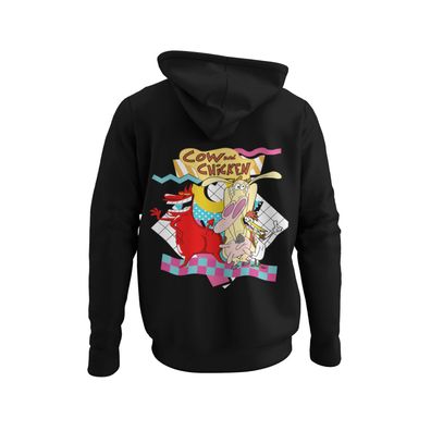 Retro Lustige Cow Chicken Huhn Kuh Serie 90s Nickelodeon HerrenBio Hoodie S-XXXL