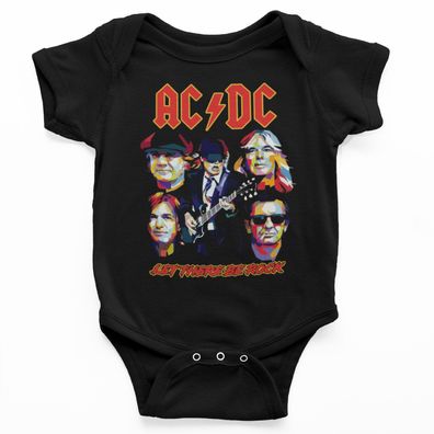 Retro ACDC Let there be Rock Band Konzert Babystrampler Bio Baumwolle