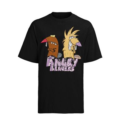 Retro The Angry Beavers Biber Brüder Cartoon 90s Bio Baumwolle T-Shirt Herren