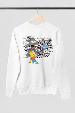 Simpson Serie The Itchy & Scratchy Show Cartoon Katze Maus Bio Herren Sweatshirt