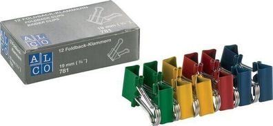 ALCO 781S26 Foldbackklammern farbig sortiert vernickelt 19mm lang VE=12