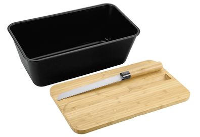 KESPER Brotbox mit Messer 34,8x20x15,5cm schwarz