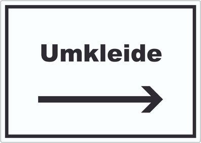 Umkleide Aufkleber mit Text und Richtungspfeil rechts Ankleide Kabine waagerecht