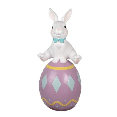 Clayre & Eef Figur Kaninchen 91 cm Weiß Violett Keramikmaterial (Gr. 41x39x91 cm)
