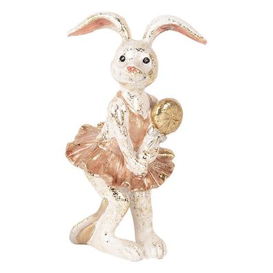 Clayre & Eef Dekorationsfigur Kaninchen 14 cm Beige Goldfarbig Kunststoff