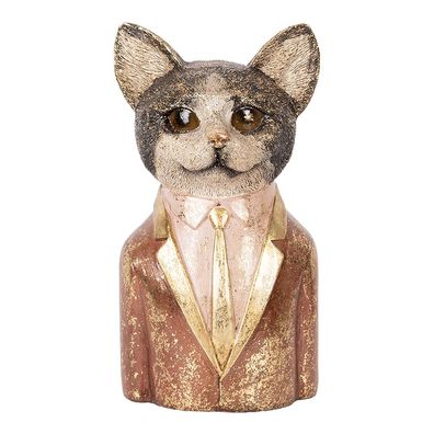 Clayre & Eef Dekorationsfigur Katze 23 cm Braun Kunststoff (Gr. 13x11x23 cm)