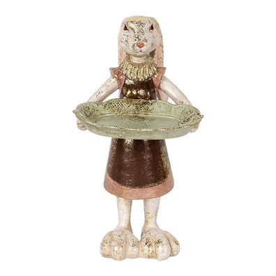 Clayre & Eef Dekorationsfigur Kaninchen 29 cm Weiß Goldfarbig Kunststoff