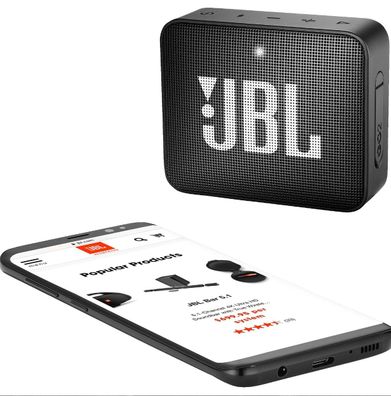 JBL Go 2 Bluetooth Tragbarer Lautsprecher Schwarz Box Schwarz Wasserfest