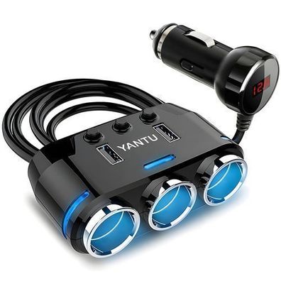 Auto Ladegerät Adapter mit 3 Fach Und 2 USB Buchse KFZ Zigarettenanzünder Retoo