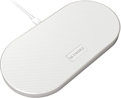 Networx Dual Wireless Charger Qi-Ladegerät mit zwei Ladepads 10 W weiß