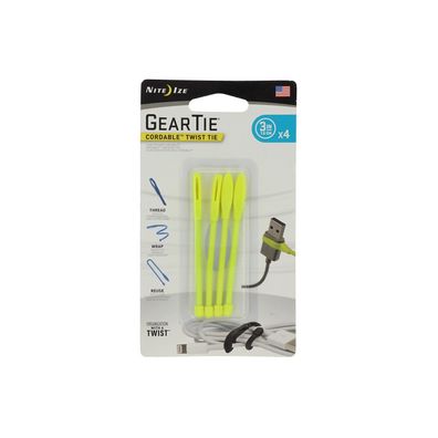 Nite Ize Gear Tie Spannriemen Kabelbinder Größe 3 4er Pack gelb