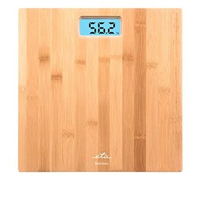 eta Personenwaage Körperwaage BAMBOO LCD-Display Bambus bis 180 kg braun