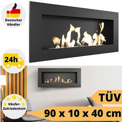 Wandkamin Bioethanol DELTA SLIM TÜV schwarz