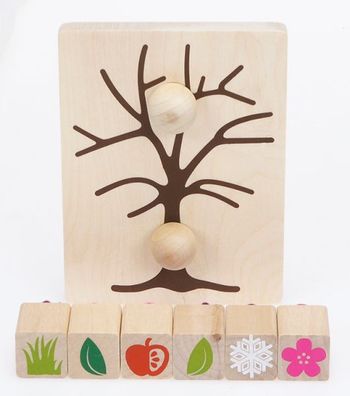 Jahreszeitenbaum Stempelset Stempel Lernspiel Kinder kreativ Natur Apfel