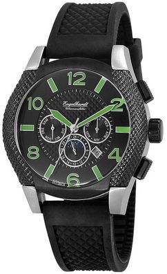 Automatik Herrenuhr Kautschukarmband schwarz grüne Ziffern 5 ATM Monats-/ 24 Std