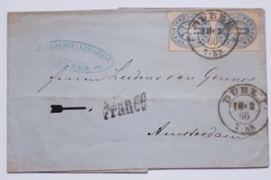 Brief gelaufen Düren - Amsterdam Preussen 1866