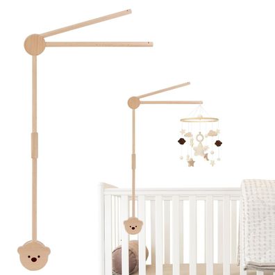 Bearrerp Mobile Halterung holz fér babybett Höhenverstellbarer Baby Mobile