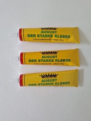 Universalklebstoff 3 Tuben, August Der Starke Kleber, 43 Gramm, für vieles H&B