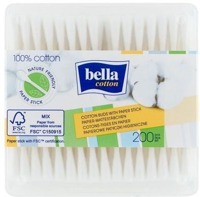 Bella Baumwoll Hygienestäbchen, 200 Stück - Sanfte Reinigung