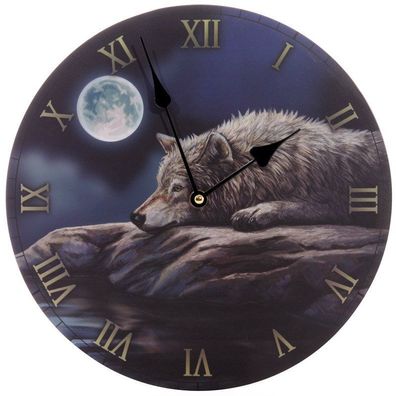 Wanduhr Wolf Vollmond Lisa Parker Wölfe Wanduhren Uhr Uhren Bilderuhren Bilduhr