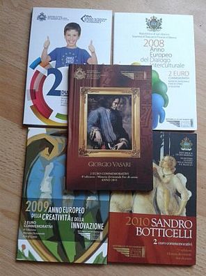 5 x 2 euro San Marino 2008,2009,2010, 2011 2012 Folder leer - keine Münzen