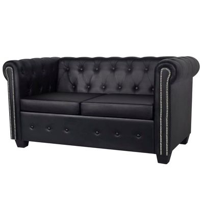 vidaXL Chesterfield-Sofa 2-Sitzer Kunstleder Schwarz