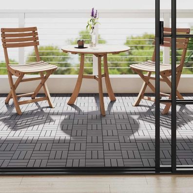 vidaXL Terrassenfliesen 10 Stk. Grau 30×30 cm Massivholz Akazie