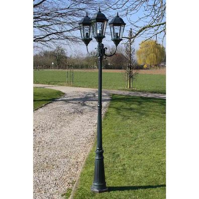 vidaXL Gartenlaterne 3-flammig 230 cm Dunkelgrün/Schwarz Aluminium