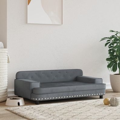 vidaXL Hundebett Dunkelgrau 90x53x30 cm Samt