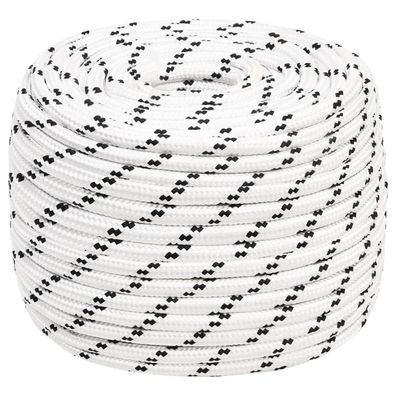 vidaXL Bootsseil Geflochten Weiß 12 mmx100 m Polyester