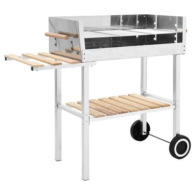 vidaXL XXL Holzkohlegrill Grillwagen mit 2 Regalen Edelstahl