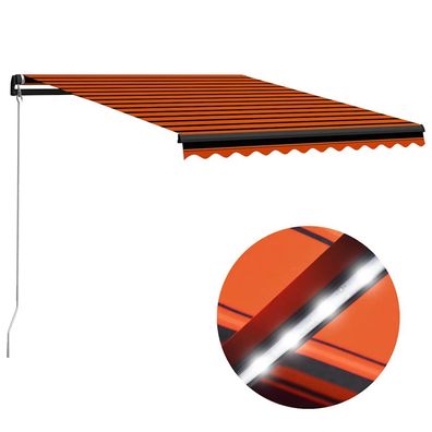 vidaXL Markise Manuell Einziehbar LED 350x250 cm Orange & Braun