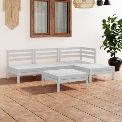 vidaXL 5-tlg. Garten-Lounge-Set Massivholz Kiefer Weiß
