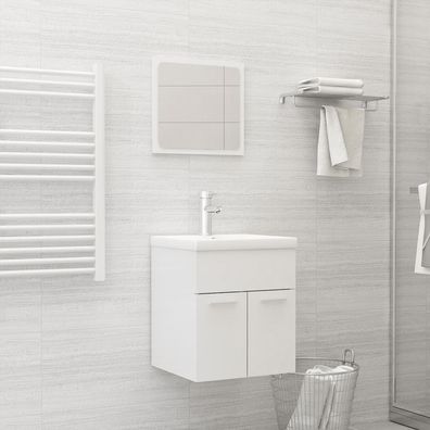 vidaXL Badmöbel-Set Hochglanz-Weiß Holzwerkstoff