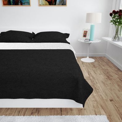 vidaXL Zweiseitige Tagesdecke Gesteppt 220 x 240 cm Schwarz und Weiß