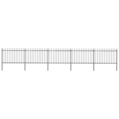 vidaXL Gartenzaun mit Speerspitzen Stahl 8,5 x 1,2 m Schwarz